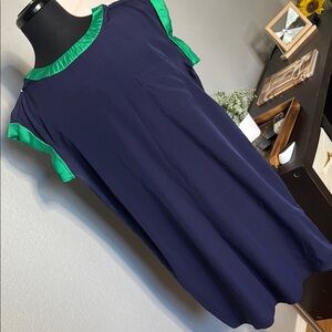 Navy Blue Dress with Green Accents